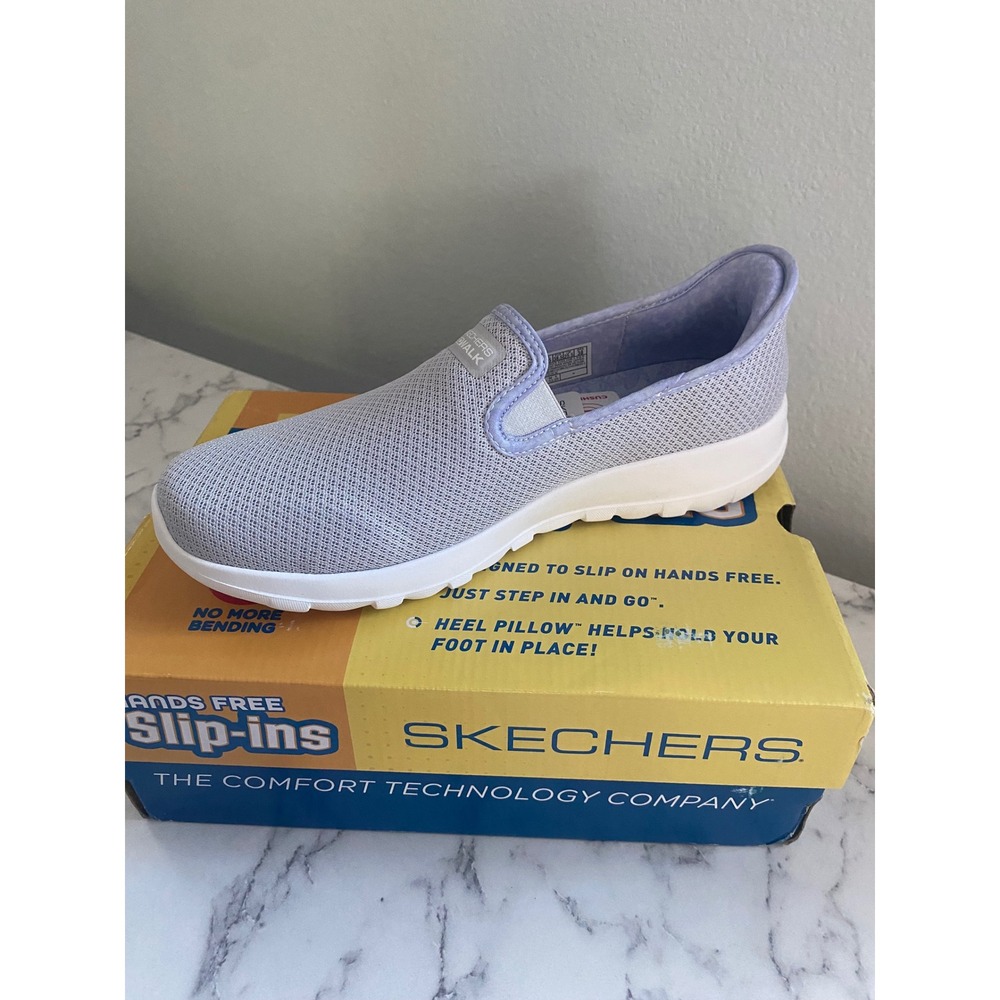 Skechers Go Walk Arch Fit Joy Stefani Hands Free Slip-ins Light Gray 126303 LTGY - Picture 7 of 9